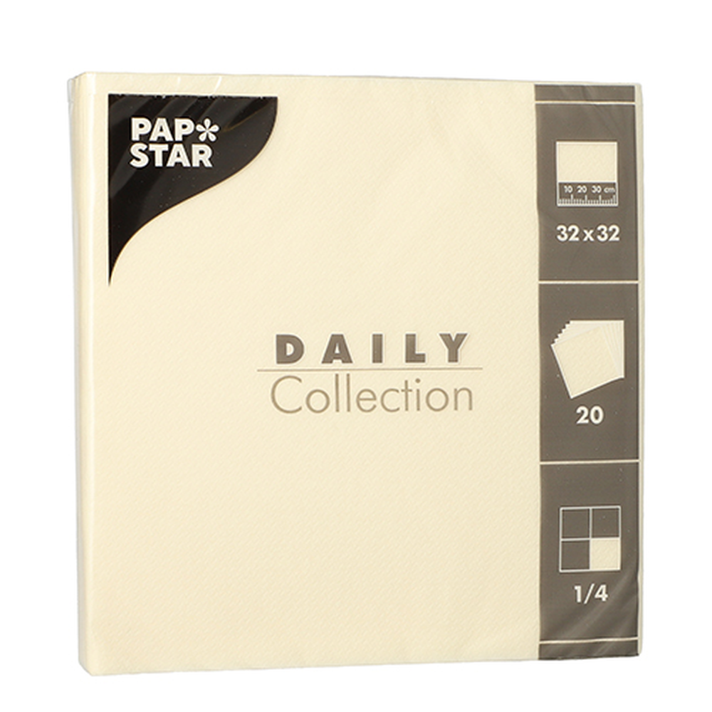 Papstar Servietten "DAILY Collection" 1/4-Falz 32 cm x 32 cm champagner