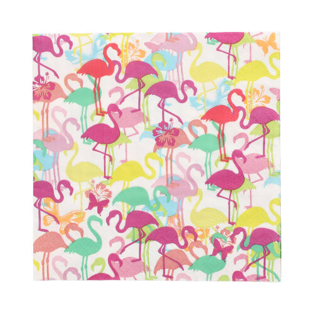 Papstar Servietten, 3-lagig 1/4-Falz 33 cm x 33 cm "Flamingoparty"