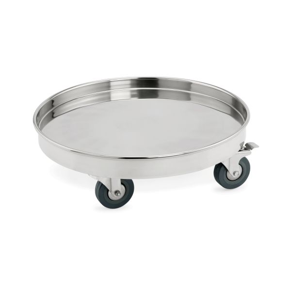 WAS Transporttrolley für Abfallbehälter 4452 500, Ø 52 cm, Chromnickelstahl