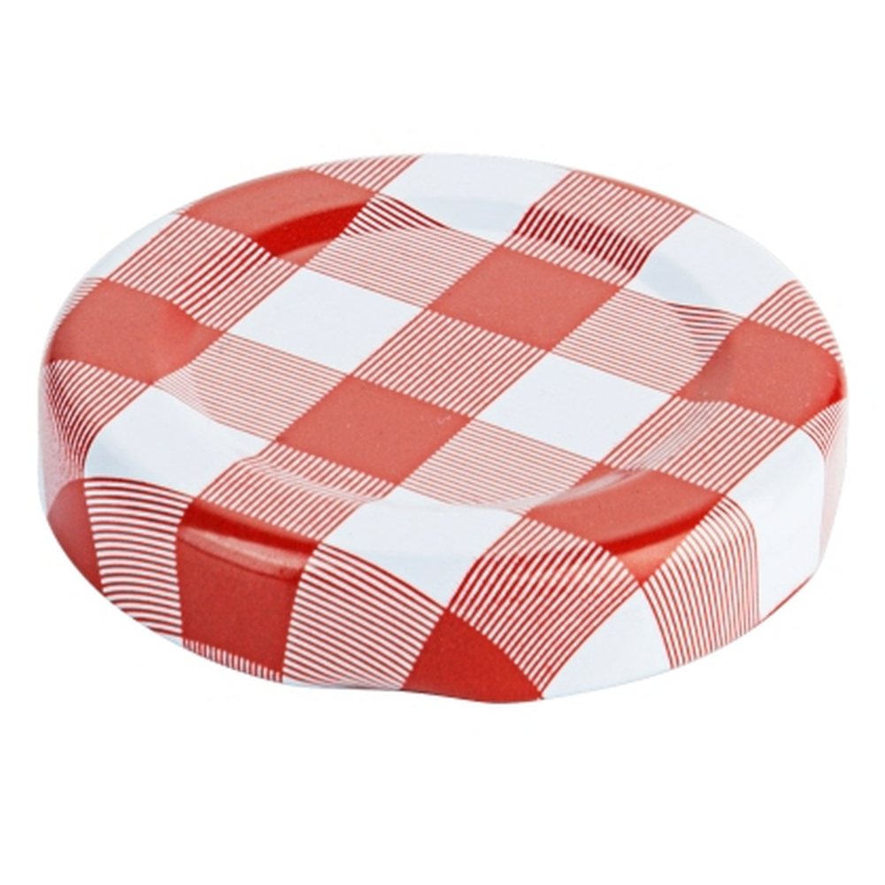 Contacto Deckel zu Marmeladenglas, rot und weiß kariert