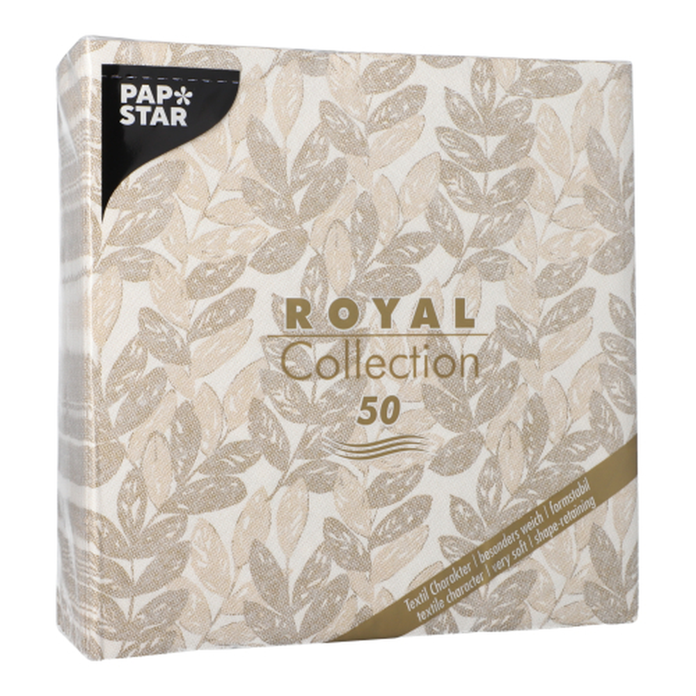 Papstar Servietten "ROYAL Collection" 1/4-Falz 40 cm x 40 cm sand "Nature"