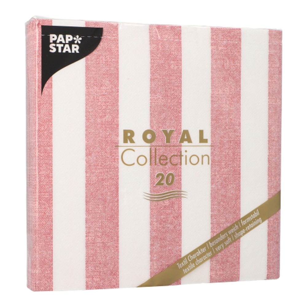 Papstar Servietten "ROYAL Collection" 1/4-Falz 40 cm x 40 cm bordeaux "Lines"