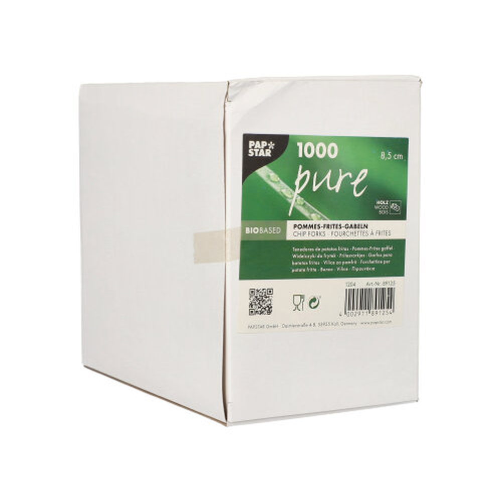 Papstar Pommes-Frites-Gabeln, Holz "pure" 8,5 cm