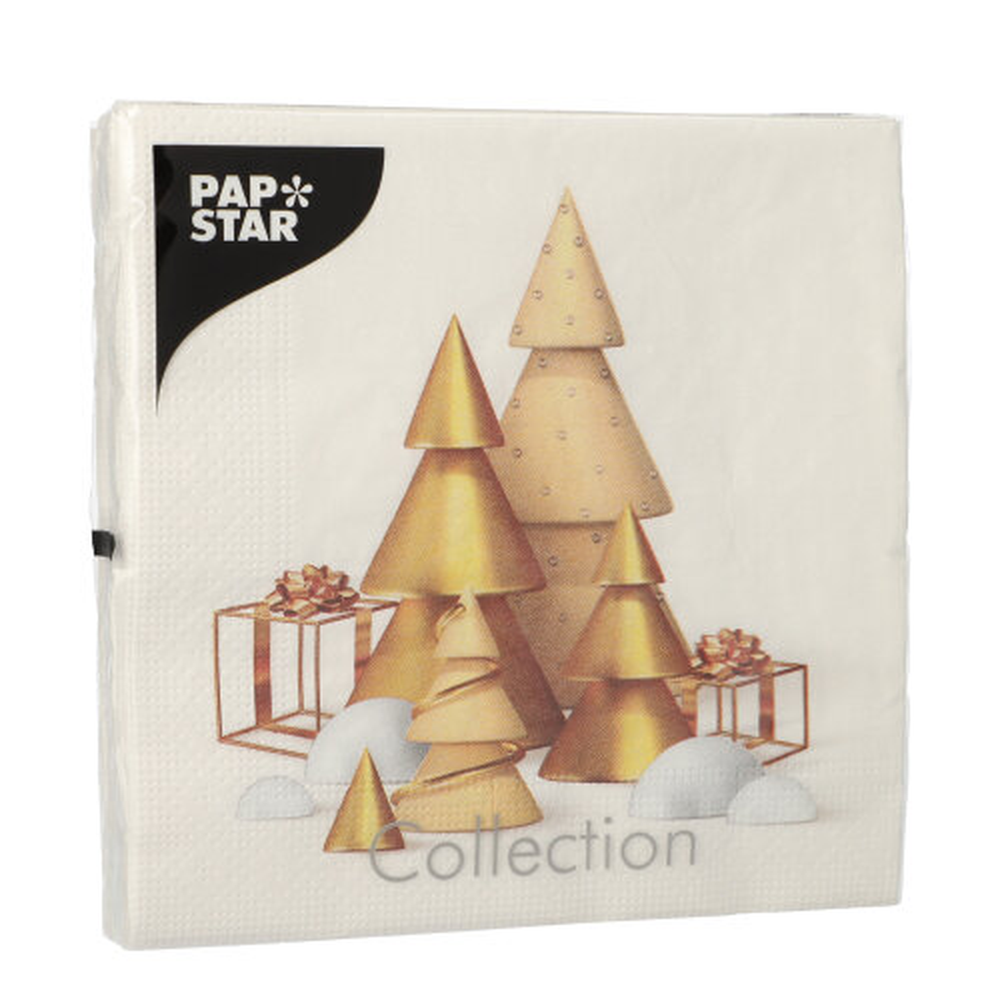 Papstar Servietten, 3-lagig 1/4-Falz 33 cm x 33 cm "Scene de Noel"