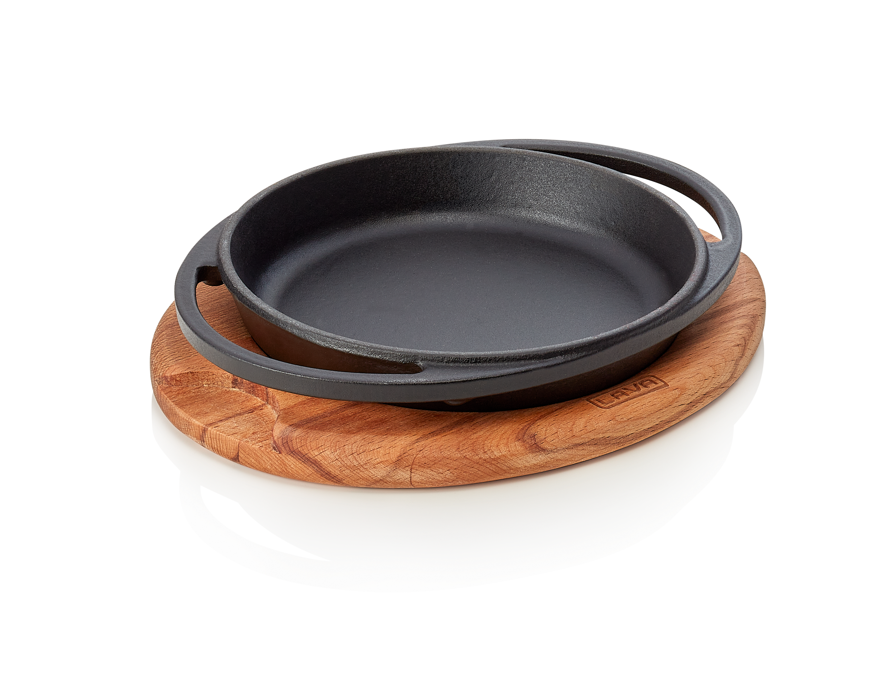 WAS Brat-/Servierpfanne Ø oben 16 cm Höhe 3,3 cm Holz/Gusseisen