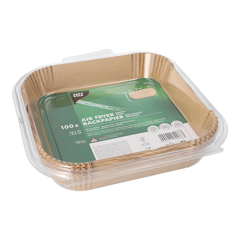 Papstar Backpapiere 23 cm x 23 cm x 4,5 cm braun für Heißluftfritteusen
