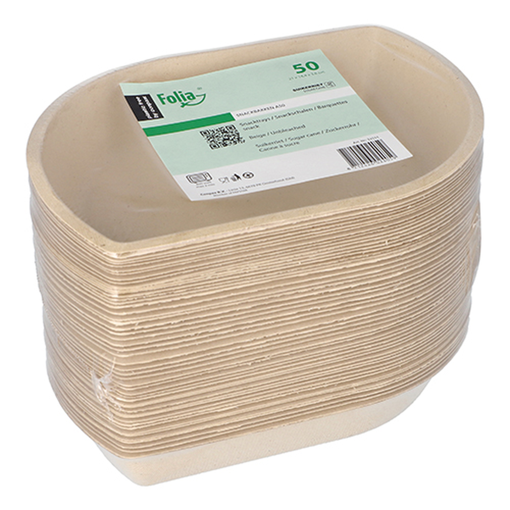 Papstar Snacktrays Zuckerrohr 3,6 cm x 14,4 cm x 21 cm natur