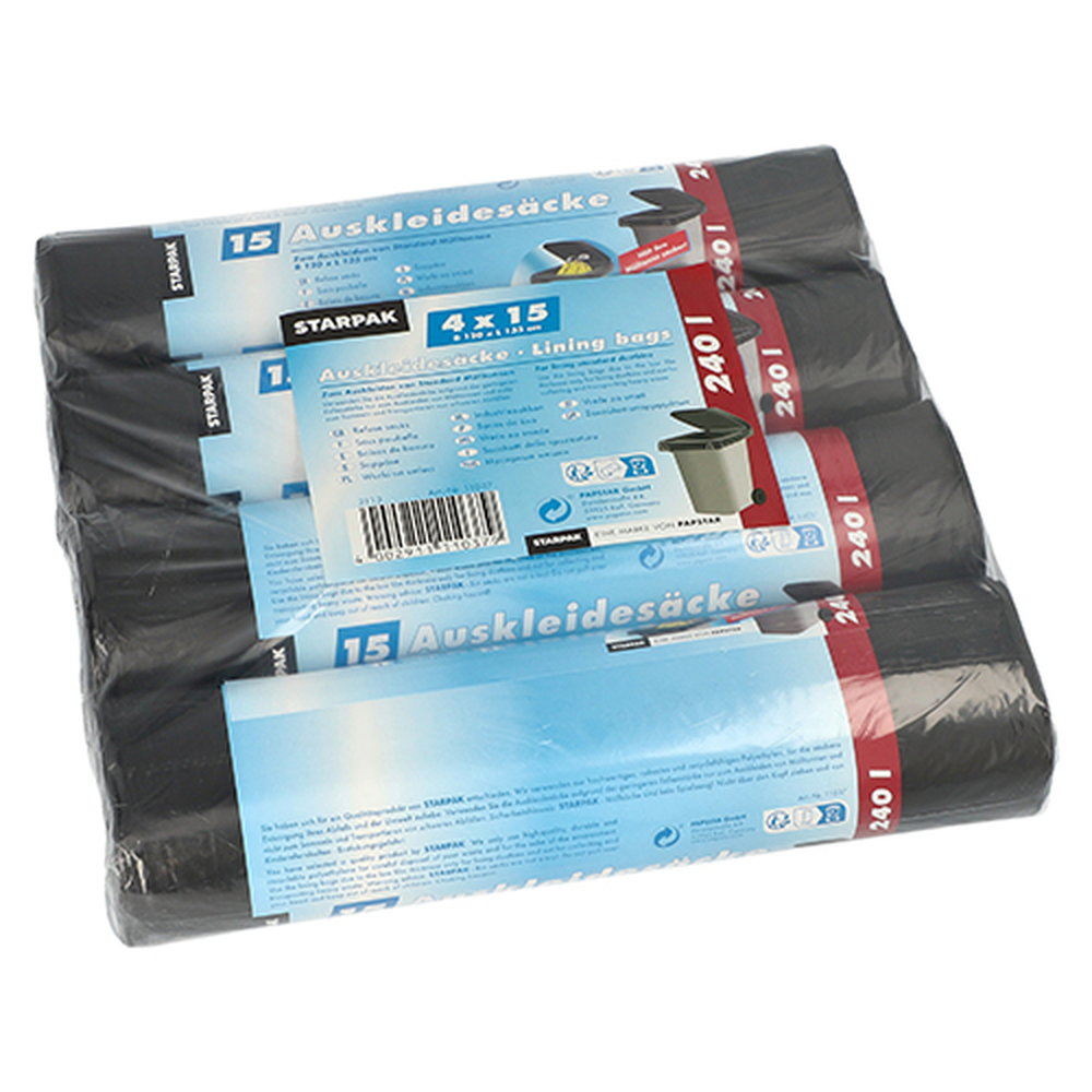 Papstar Auskleidesäcke für Mülltonnen 240 l 135 cm x 120 cm schwarz