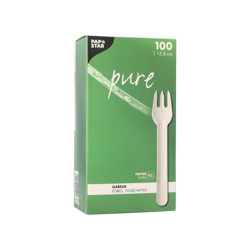 Papstar Gabeln, Papier "pure" 15,8 cm weiss