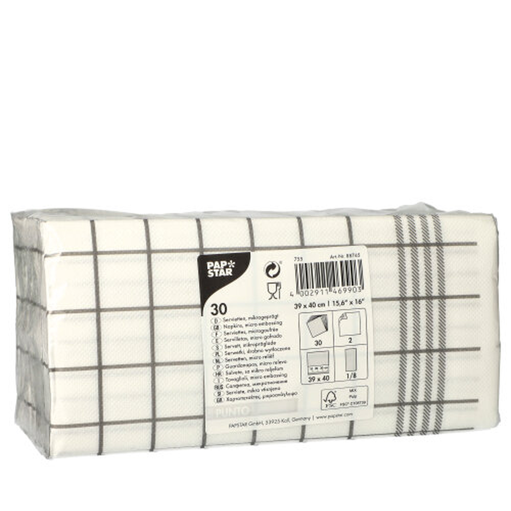 Papstar Servietten, 2-lagig "PUNTO" 1/8-Falz 39 cm x 40 cm grau "Kitchen Towel"