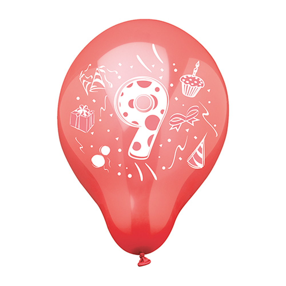 Papstar Zahlenluftballons Ø 25 cm farbig sortiert "9"