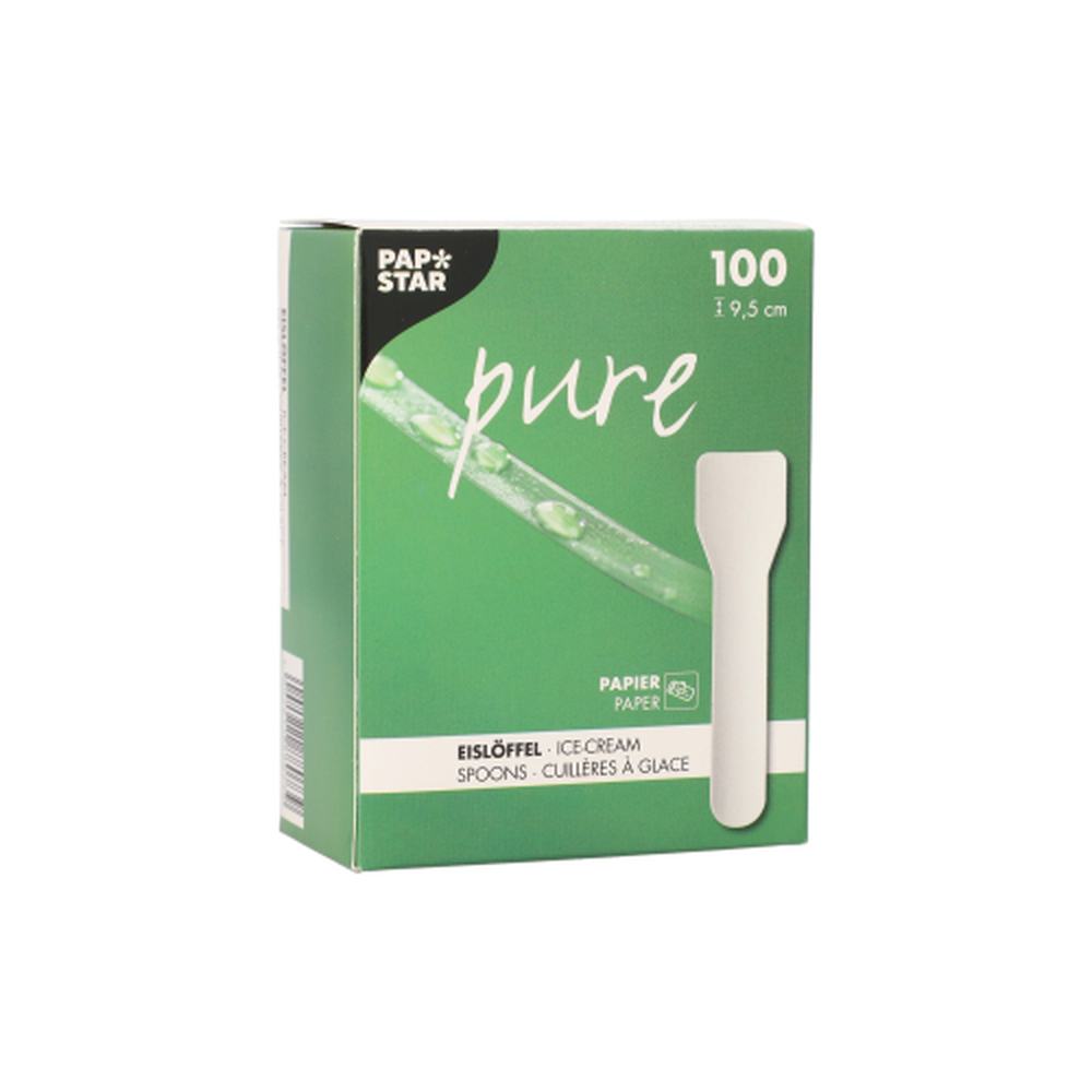Papstar Eislöffel, Papier "pure" 9,5 cm weiss / 2000 Stück
