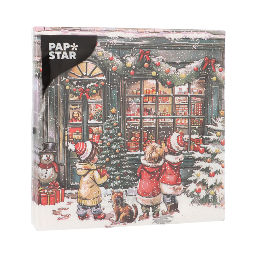 Papstar Servietten, 3-lagig 1/4-Falz 33 cm x 33 cm "It looks like Christmas"