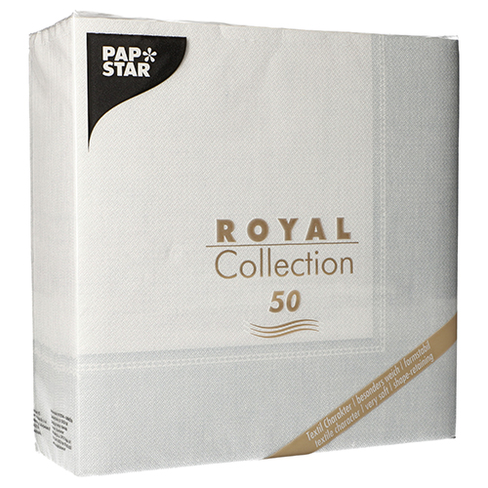 Papstar Servietten "ROYAL Collection" 1/4-Falz 40 cm x 40 cm weiss "Linum"