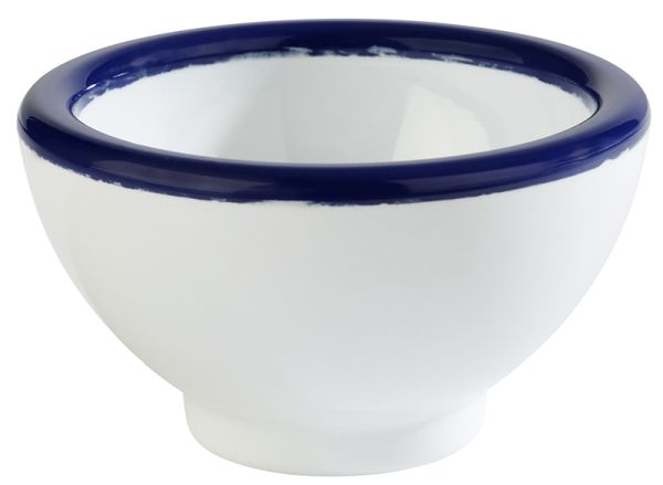 APS Schale -PURE- Ø 5,5 cm, H: 4 cm , Melamin, weiß, blauer Rand