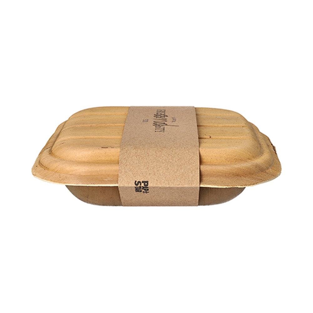 PAPSTAR Trays, Palmblatt pure eckig 500 ml 6,5 cm x 20 cm x 20 cm mit Decke
