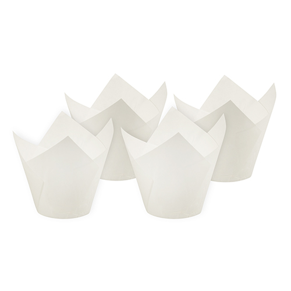 Papstar Backförmchen Ø 5 cm · 8,5 cm weiss "Tulip"