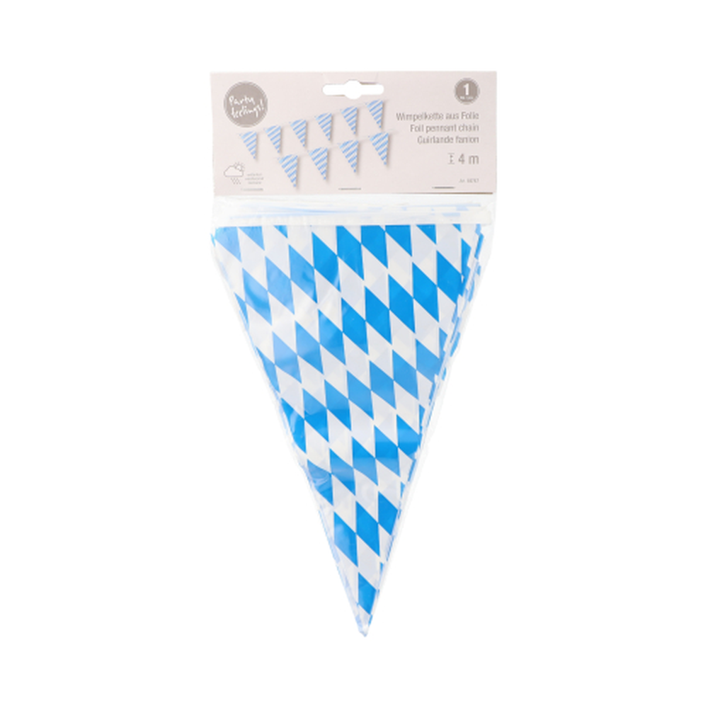 Papstar Wimpelkette, Folie 4 m "Bayrisch Blau" wetterfest