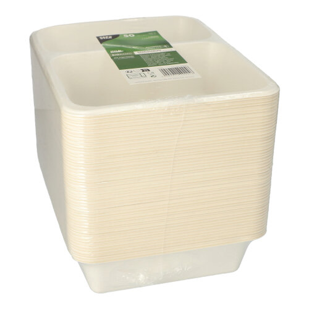 PAPSTAR Siegelschalen Zuckerrohr, PLA beschichtet 2-geteilt 1200 ml 4,9 cm x