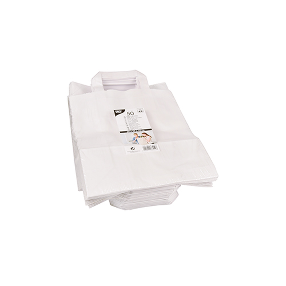 Papstar Tragetaschen, Papier 28 cm x 22 cm x 10 cm weiss mit Tragegriff
