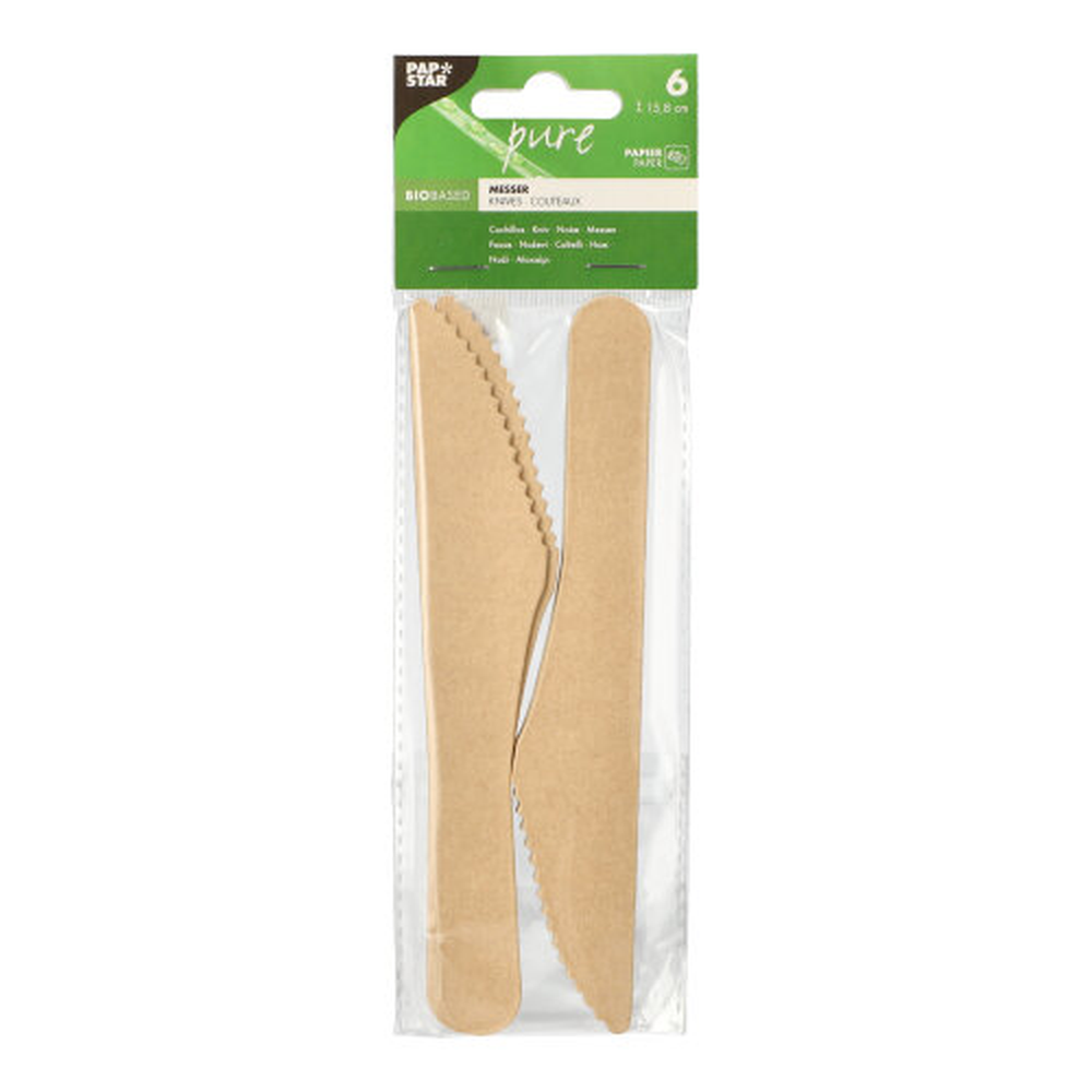 Papstar Messer, Papier "pure" 15,8 cm natur