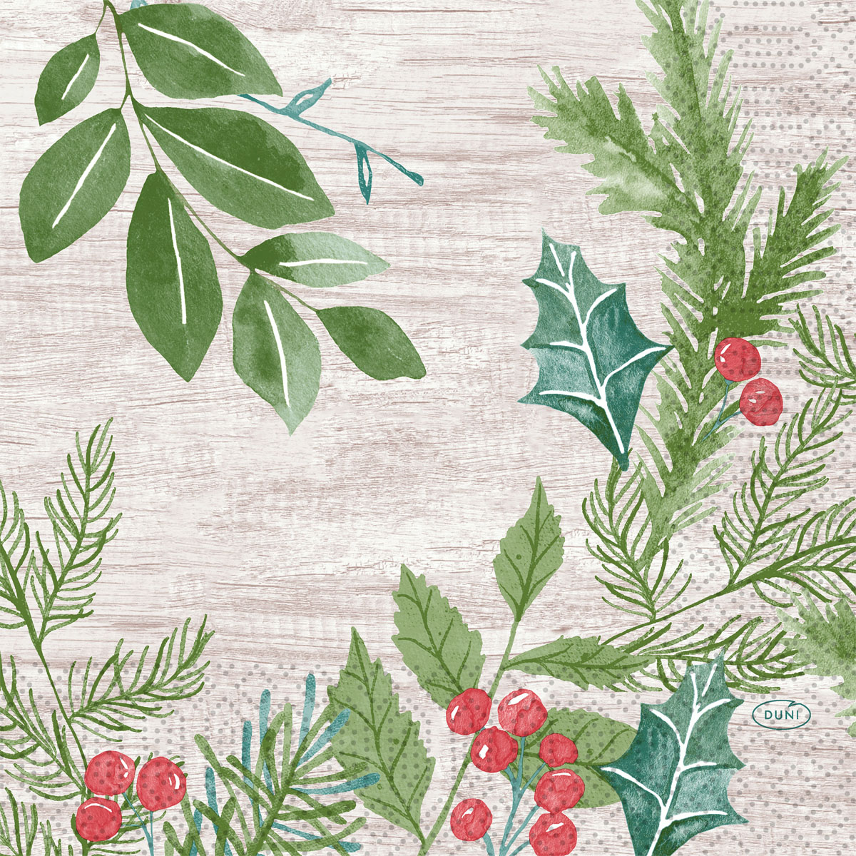 Duni Zelltuchservietten 33 x 33 cm 3-lagig Winter Greenery 1/4 Falz