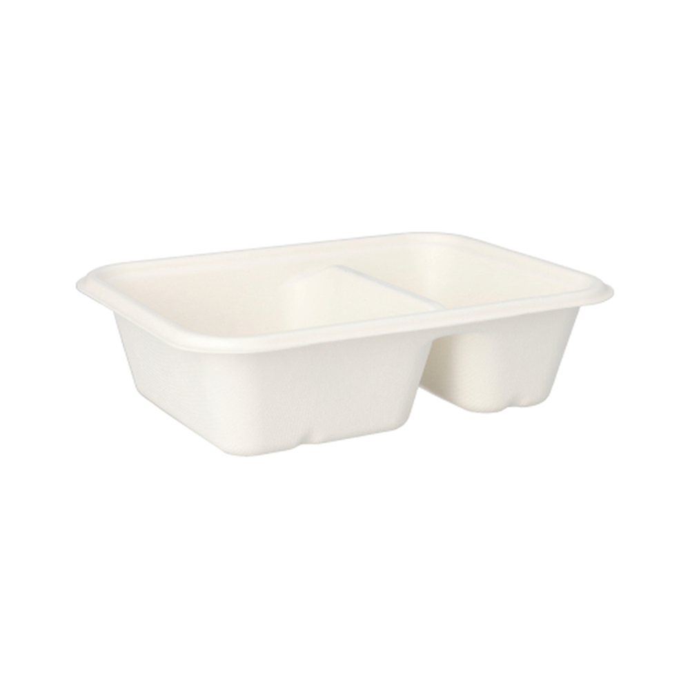 Papstar Schalen, Zuckerrohr "pure" 2-geteilt 5,6 cm x 15,3 cm x 20,3 cm weiss
