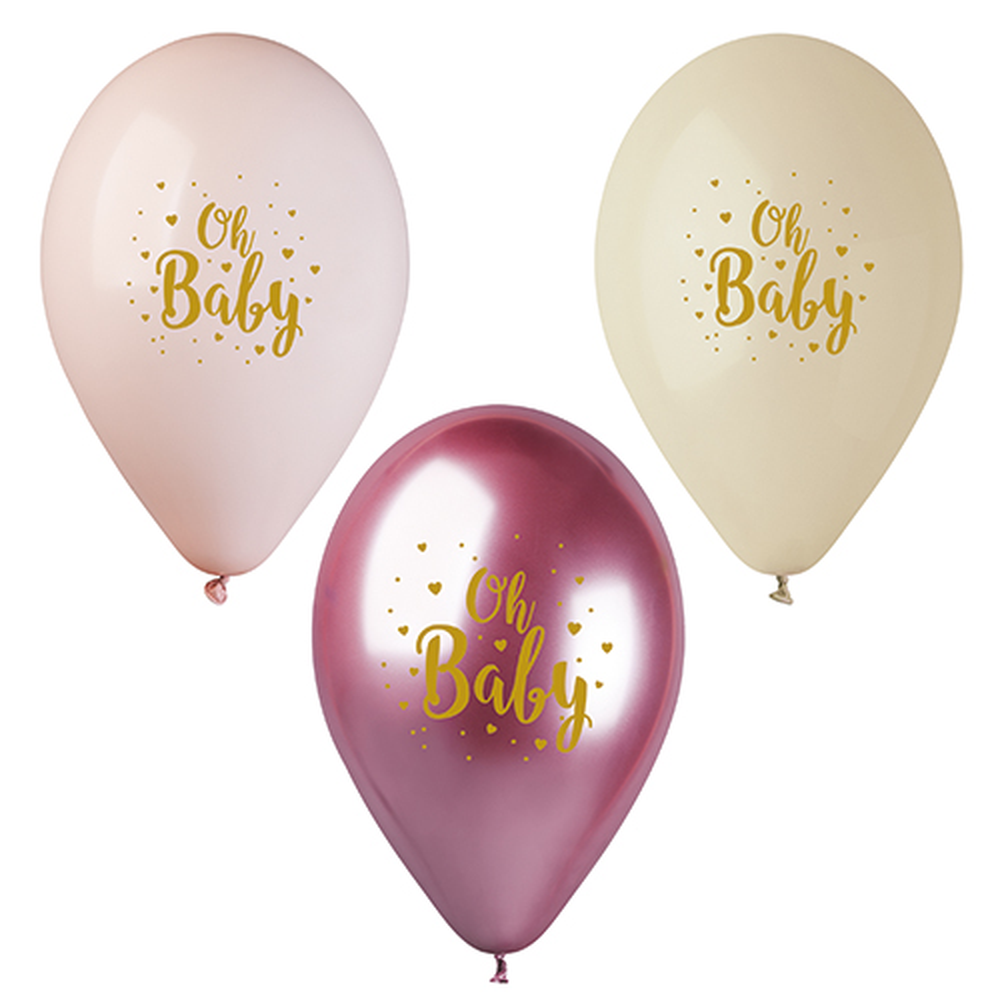 Papstar Luftballons Ø 29 cm rosé "Oh Baby"