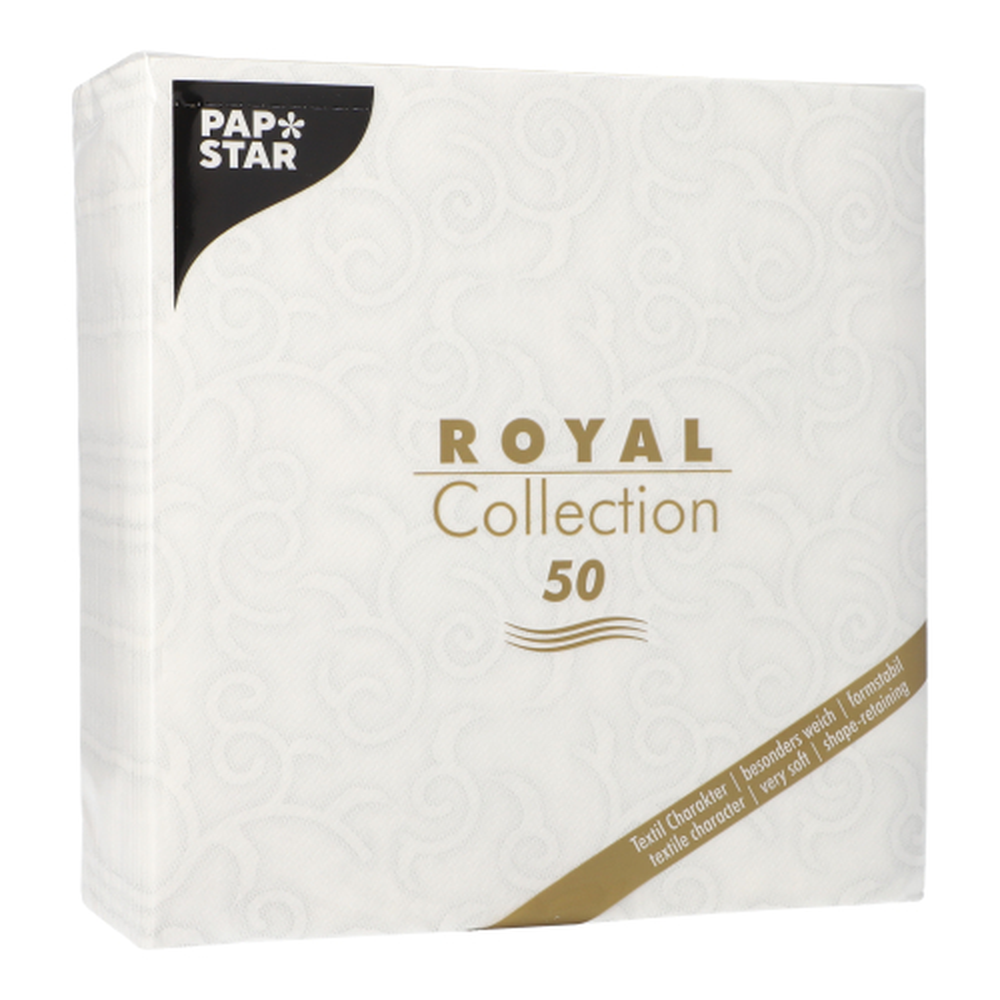 Papstar Servietten "ROYAL Collection" 1/4-Falz 40 cm x 40 cm weiss "Casali"