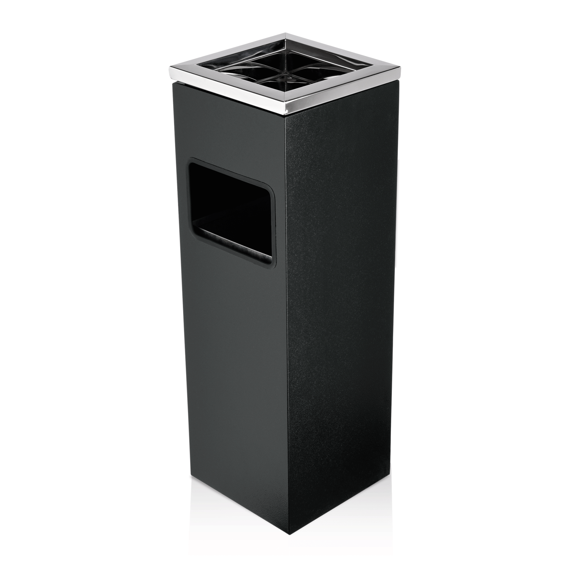 WAS Standascher, 20 x 20 x 60 cm, pulverbeschichteter Stahl, schwarz/Edelstahl