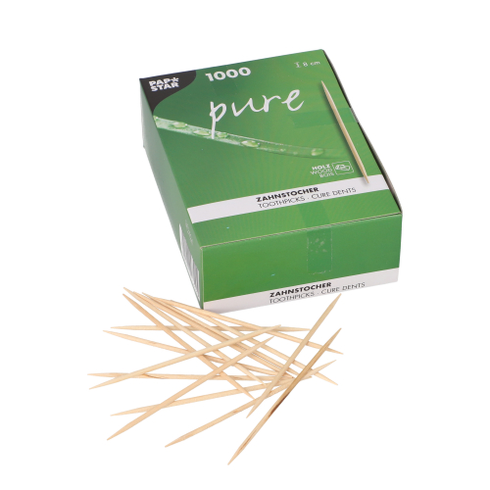 Papstar Zahnstocher, Holz "pure" rund 8 cm
