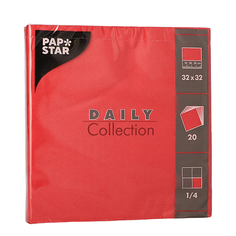 Papstar Servietten "DAILY Collection" 1/4-Falz 32 cm x 32 cm rot