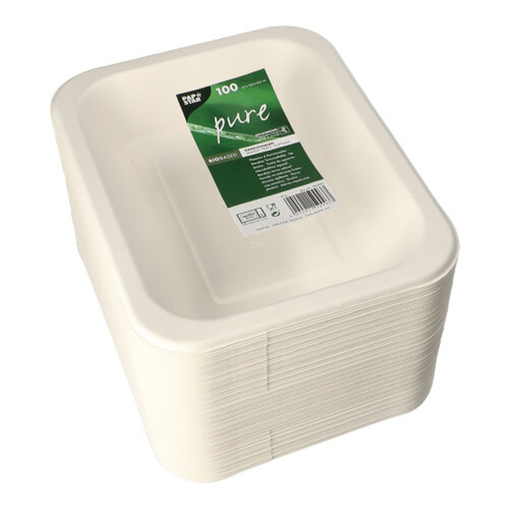 Papstar Siegelschalen Zuckerrohr 900 ml 4,2 cm x 18,5 cm x 23,5 cm weiss