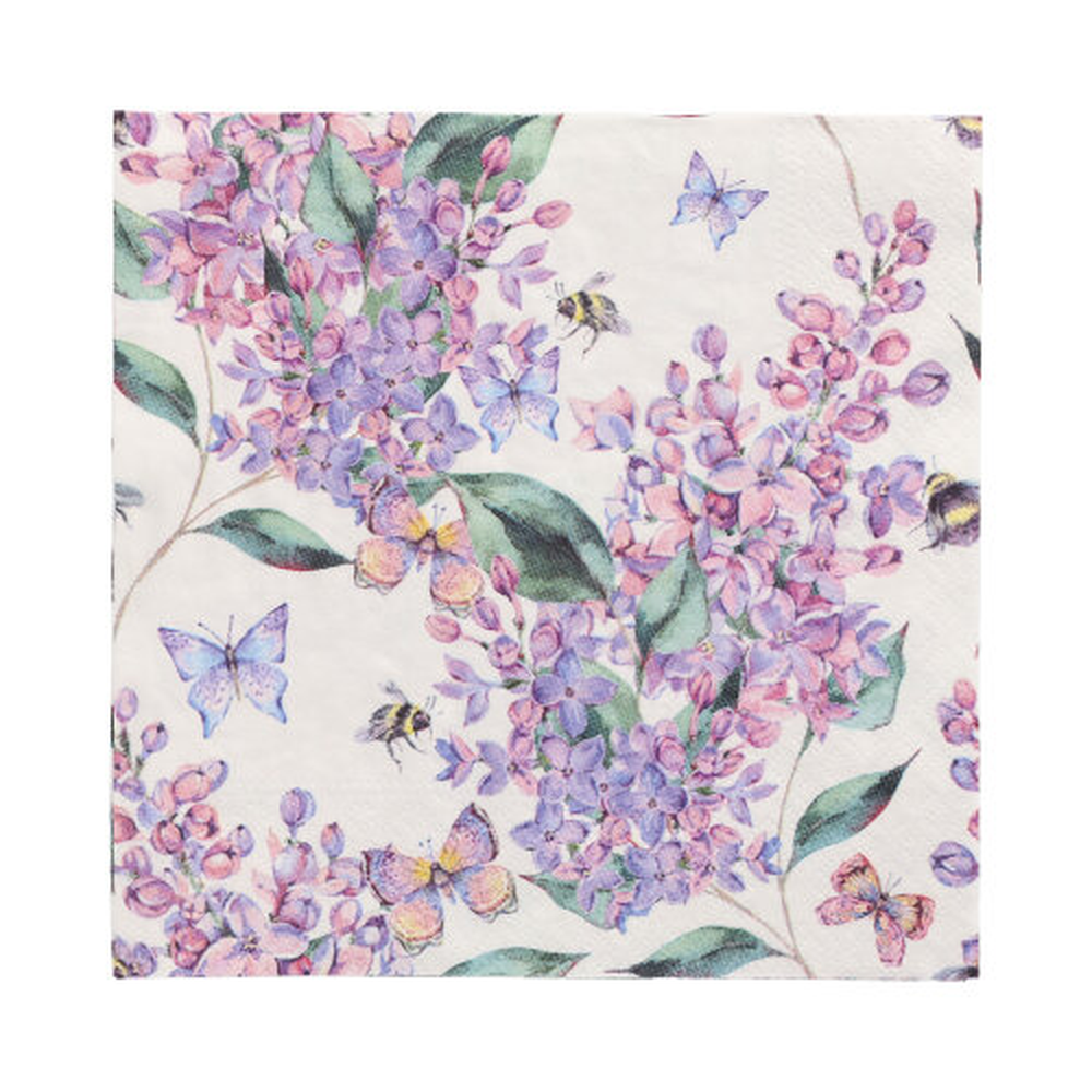 Papstar Servietten, 3-lagig 1/4-Falz 33 cm x 33 cm "Lilac Dream"