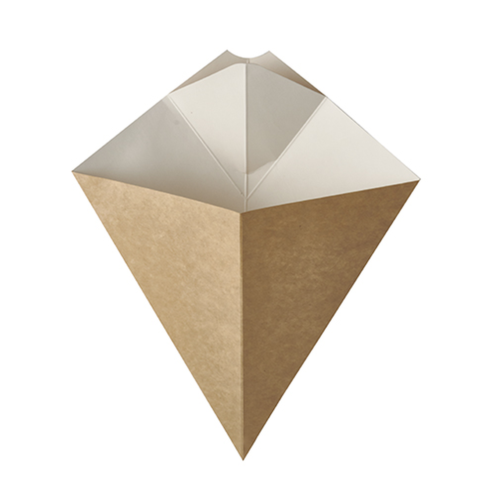 PAPSTAR Pommes-Frites-Spitztüten mit Dip-Ecke, Pappe pure 23,5 cm x 19 cm b