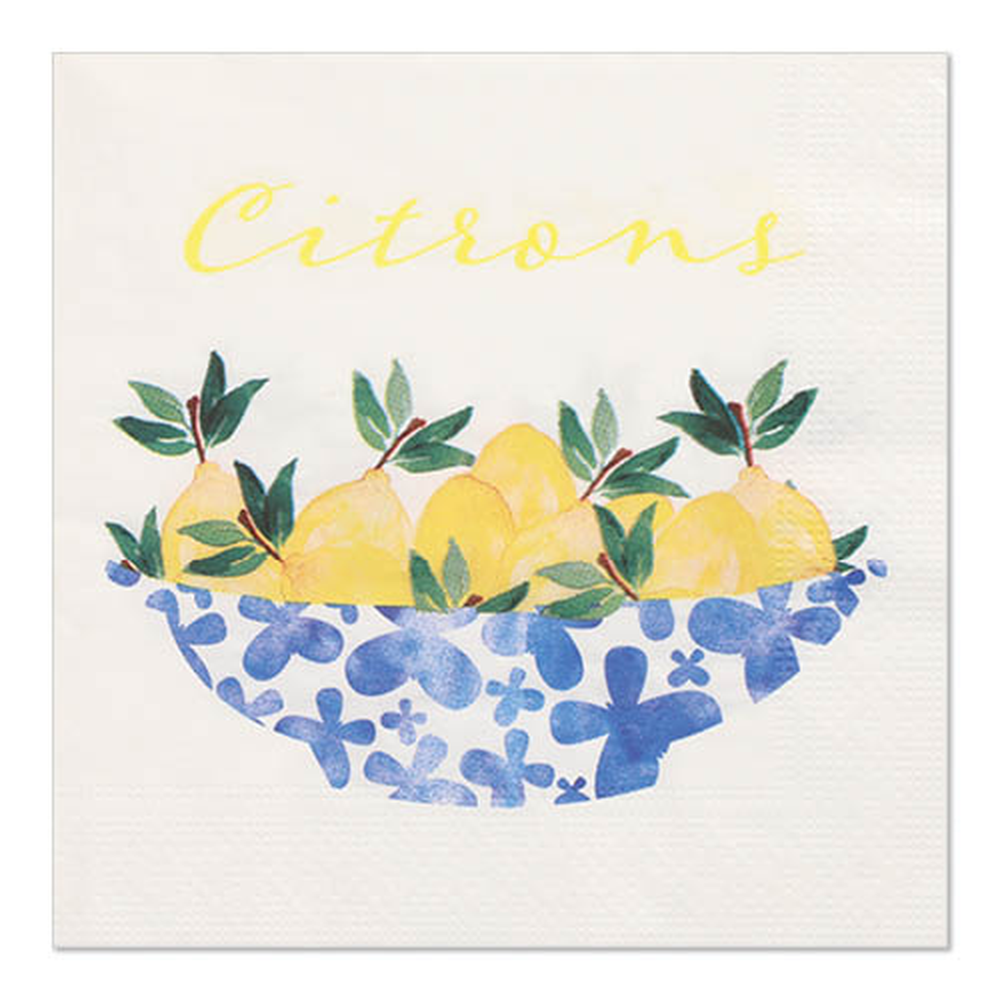 Papstar Servietten, 3-lagig 1/4-Falz 33 cm x 33 cm "Citrons"