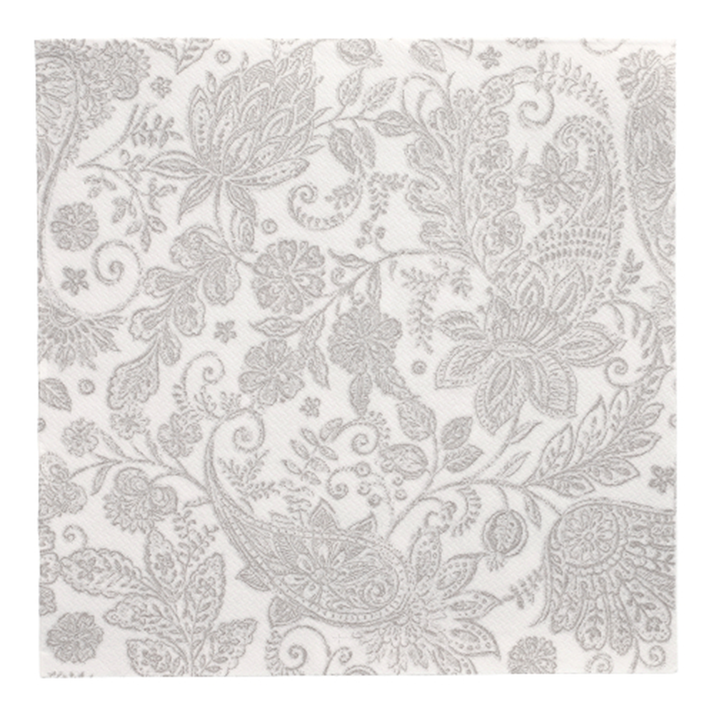 Papstar Servietten "ROYAL Collection" 1/4-Falz 40 cm x 40 cm grau "Paisley"