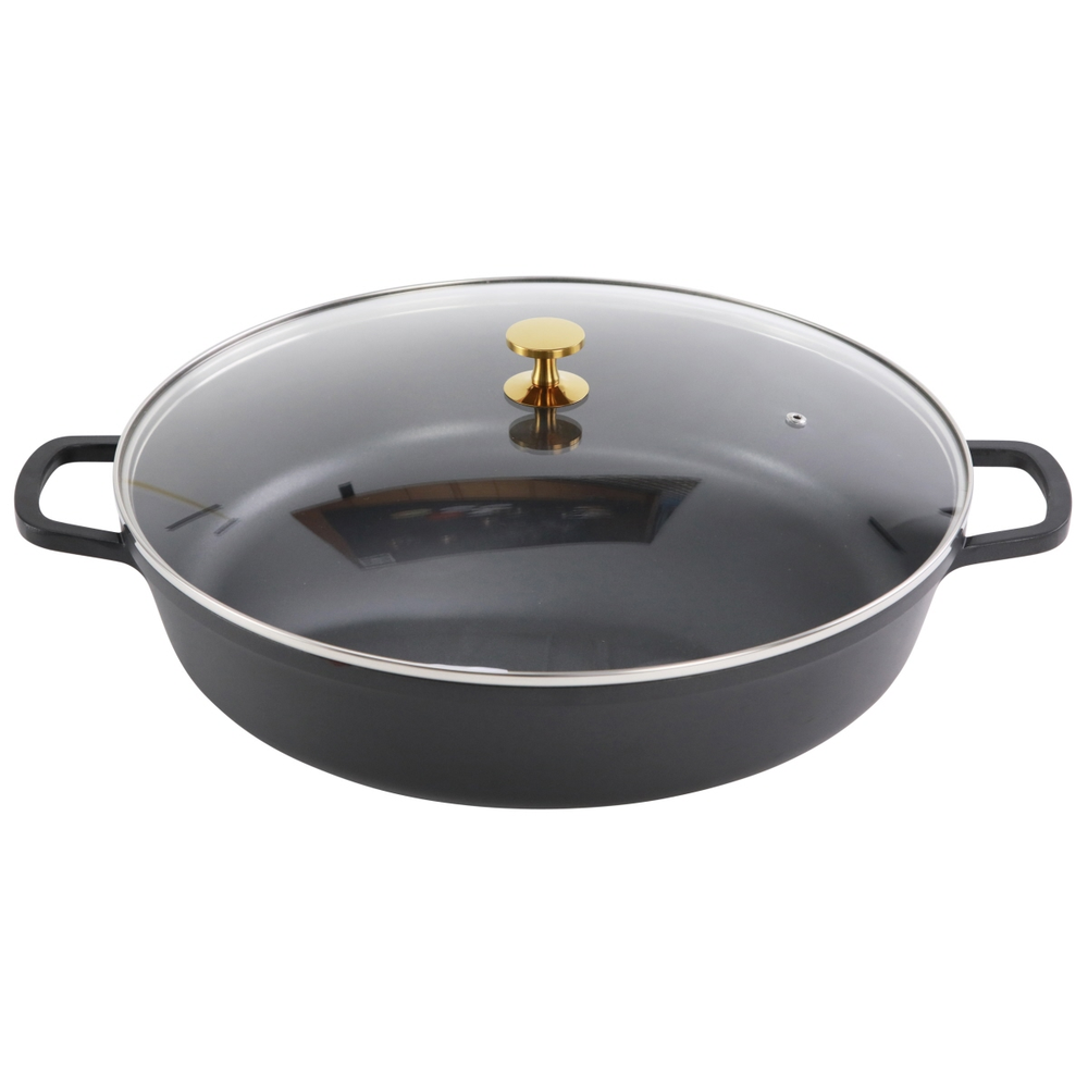 Contacto AluChef® Bräter, rund 40 cm / schwarz Durchmesser innen: 40 cm, Höhe: 8