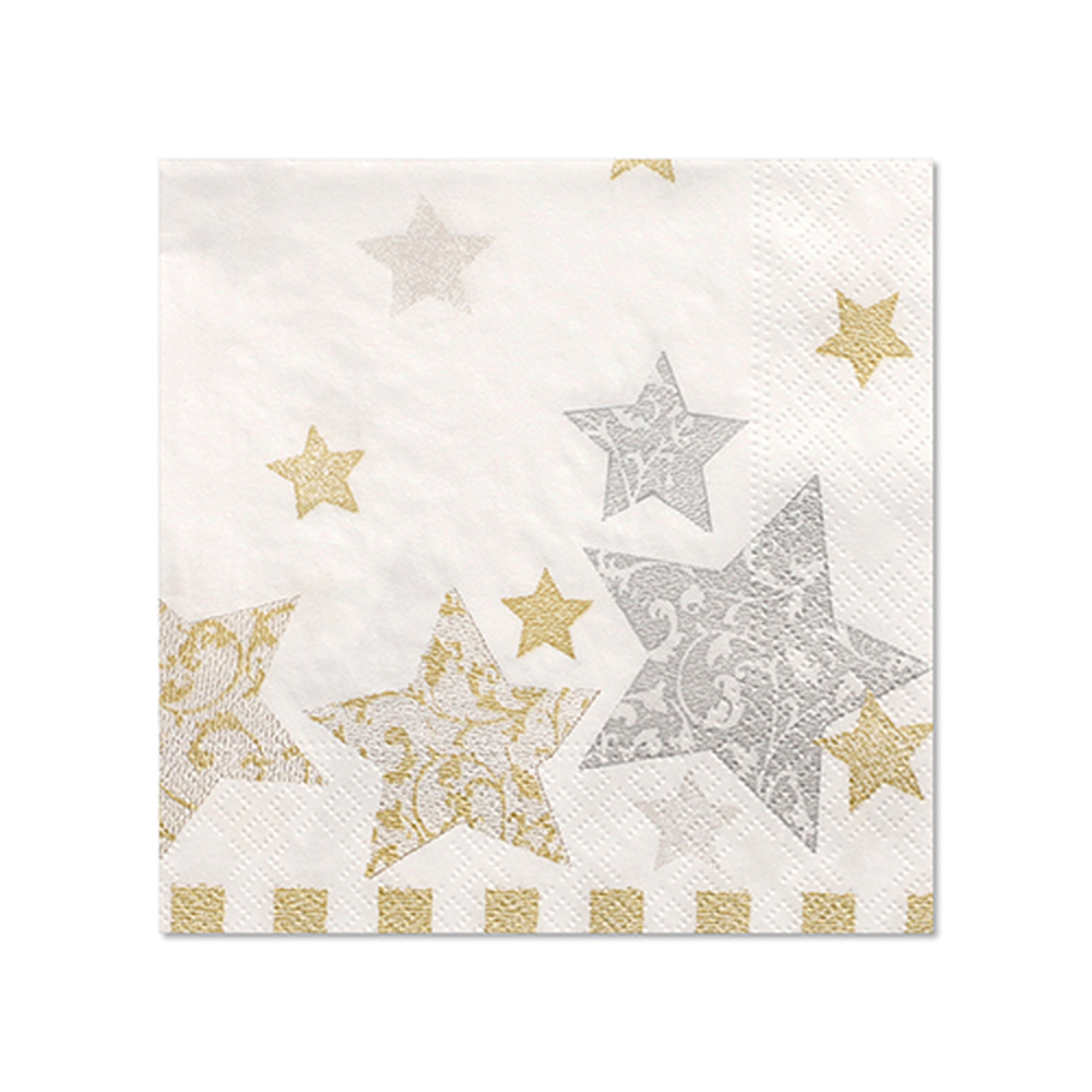 Papstar Servietten, 3-lagig 1/4-Falz 25 cm x 25 cm "Stardust"