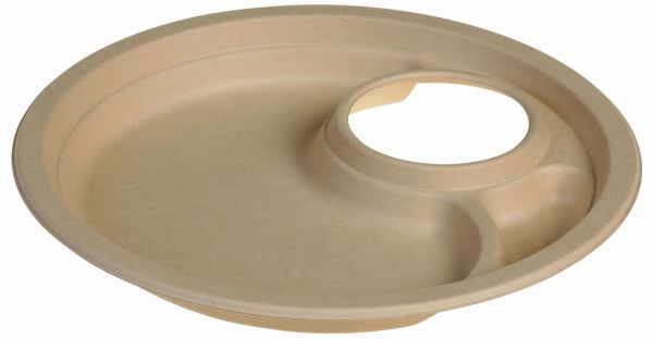 Pacovis Teller nature 26 cm rund, mit Becherhalter 75mm