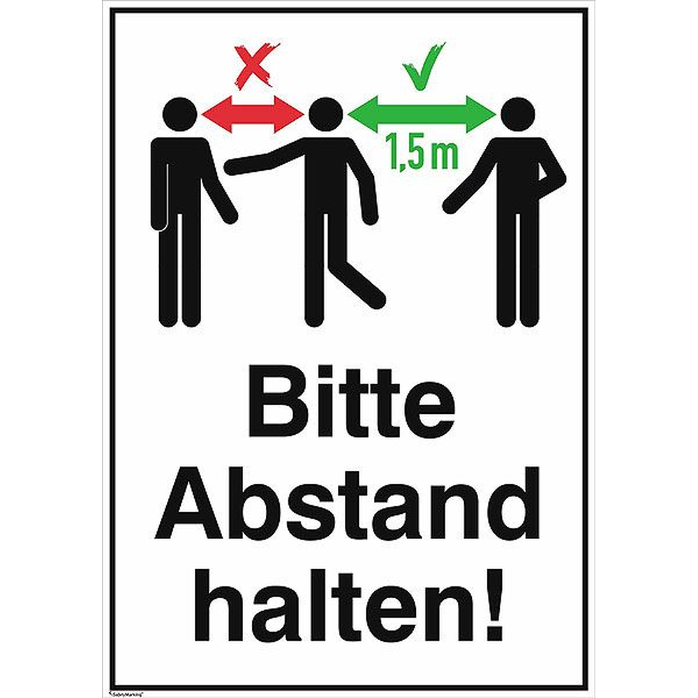 Contacto Schild Abstand halten, 18x13cm dreifarbig