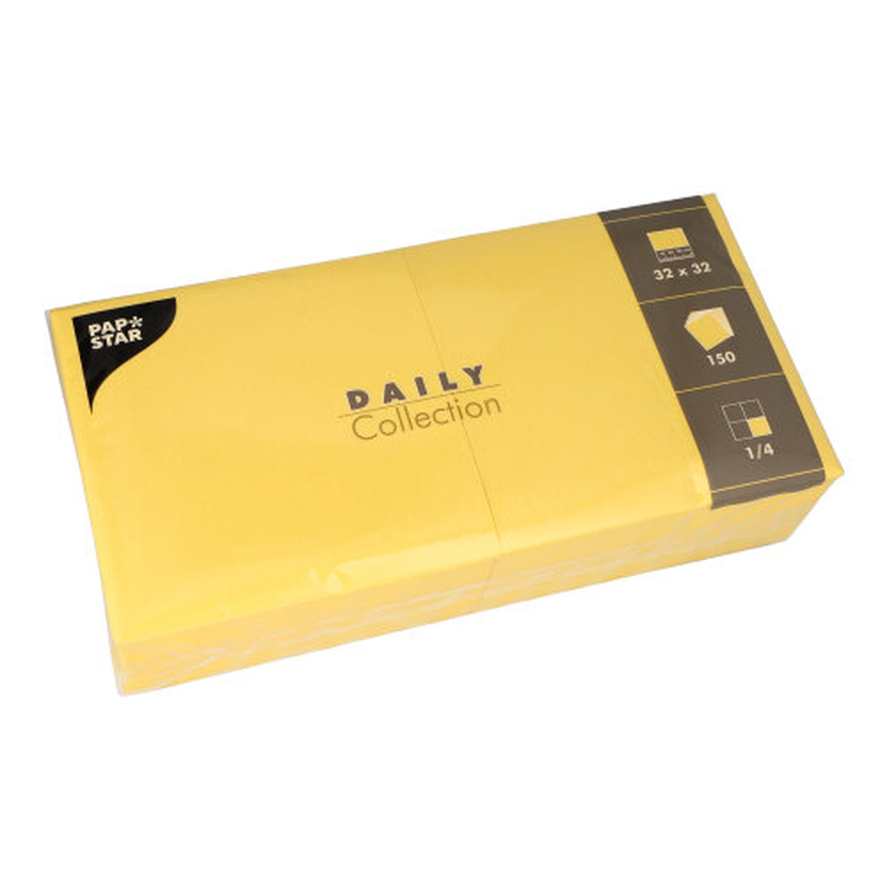 Papstar Servietten "DAILY Collection" 1/4-Falz 32 cm x 32 cm gelb