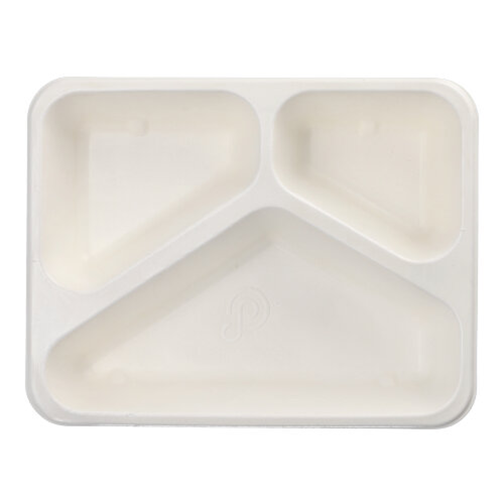 PAPSTAR Siegelschalen Zuckerrohr, PLA beschichtet 3-geteilt 1000 ml 4,9 cm x