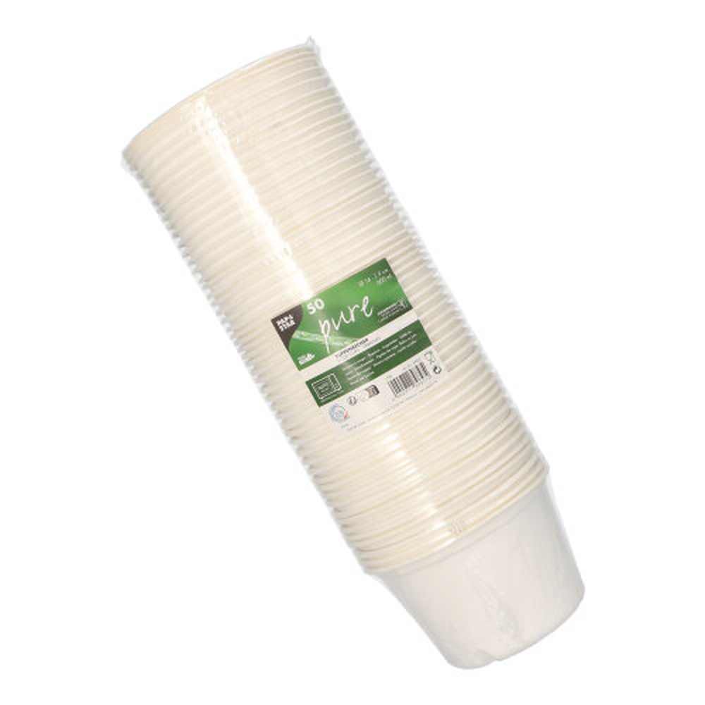 Papstar Suppenbecher, Zuckerrohr "pure" 600 ml Ø 14 cm · 9 cm weiss
