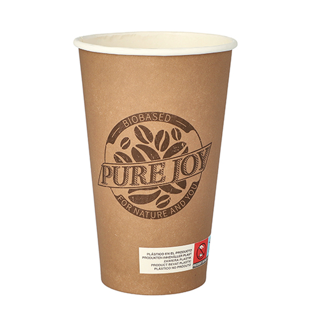 Papstar Trinkbecher, Pappe 0,4 l Ø 9 cm · 13,9 cm braun "Pure Joy"