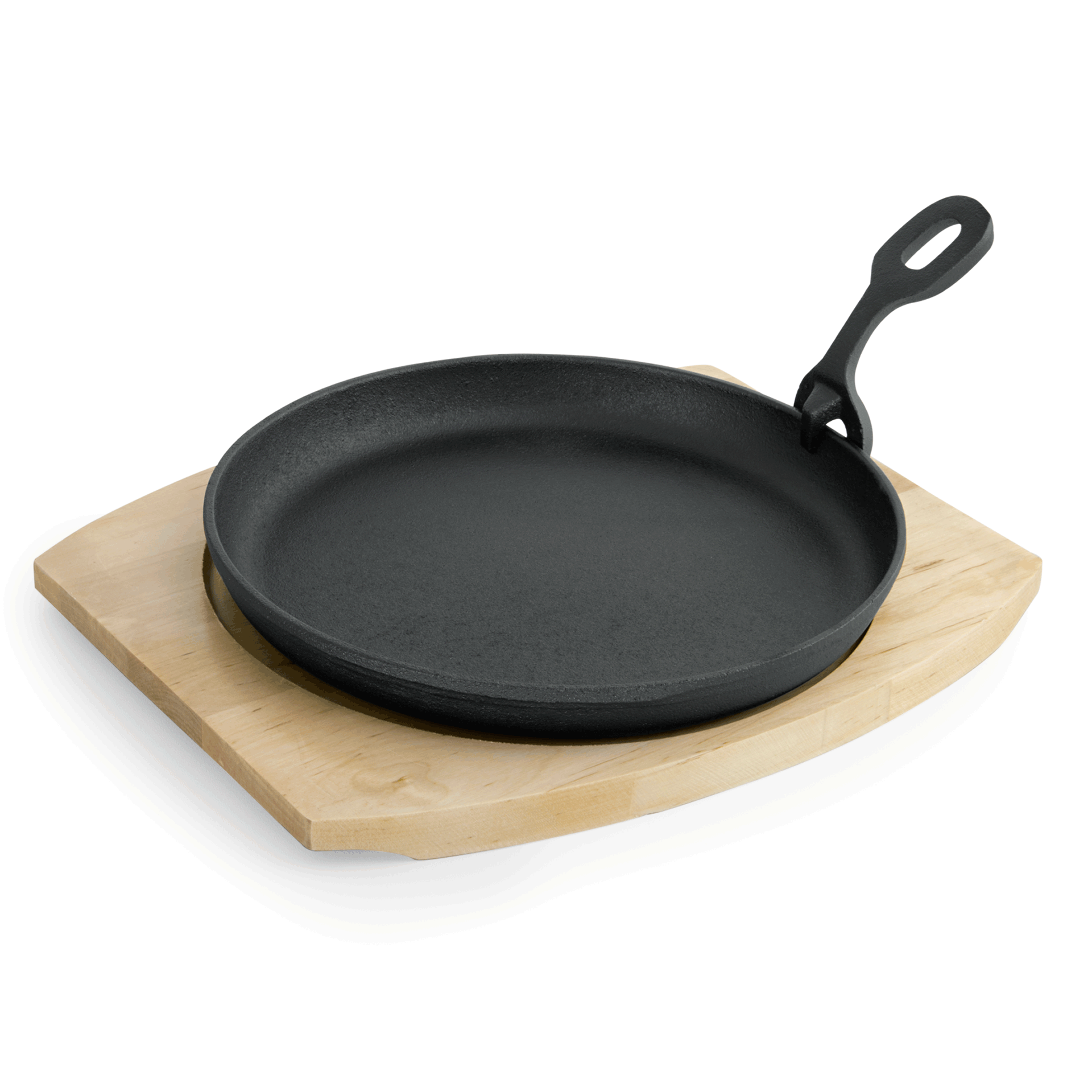 WAS Servierpfanne IRON DINING, mit Holzuntersetzer, Ø 22 cm, Höhe 2,5 cm, Gussei