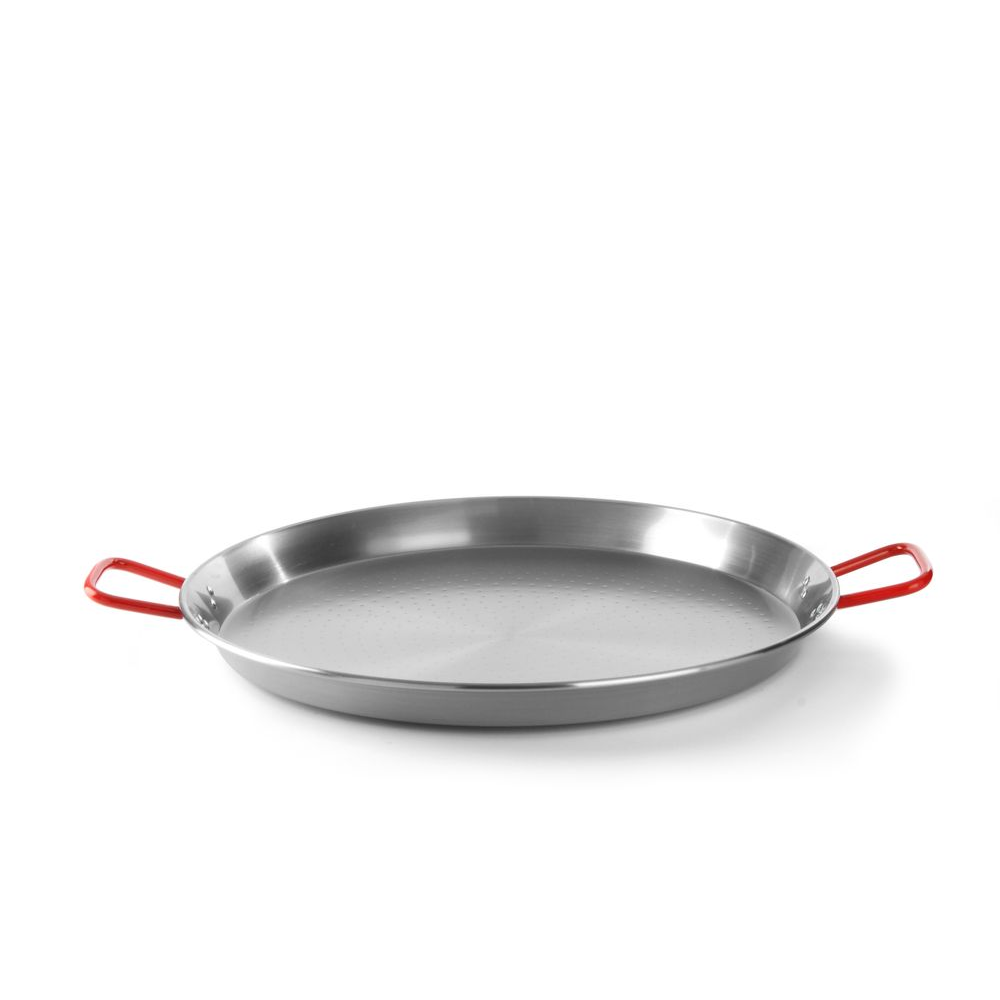 paellapfanne, bratpfanne, stahlpfanne, trompetenrand, rote griffe