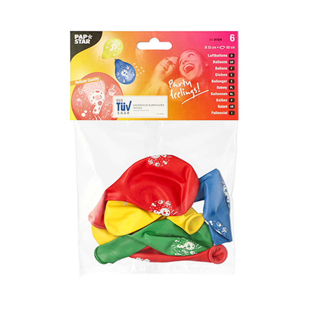 Papstar Zahlenluftballons Ø 25 cm farbig sortiert "9"