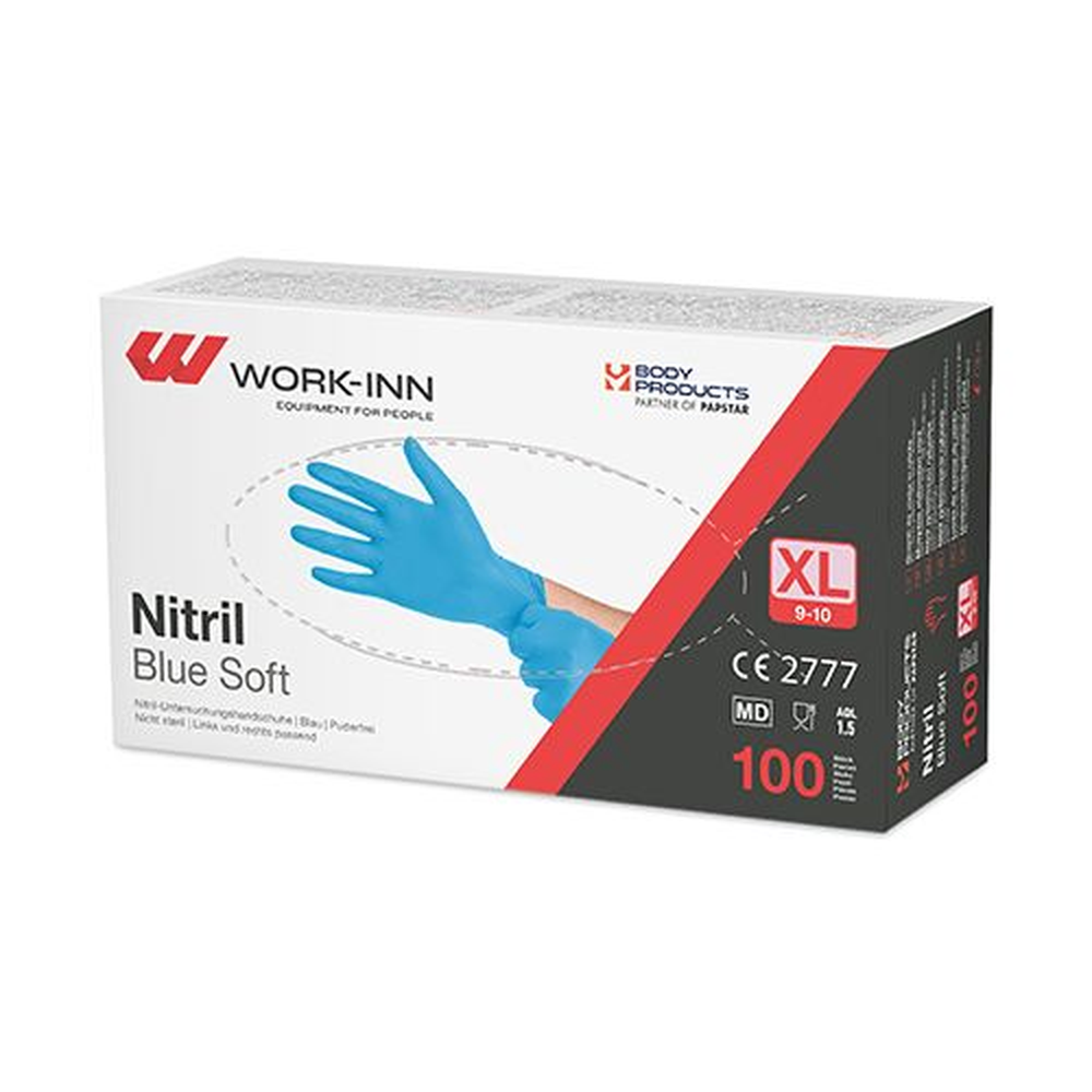 Papstar "WORK-INN/PS" Handschuhe, Nitril puderfrei "Blue Soft" blau Größe: XL