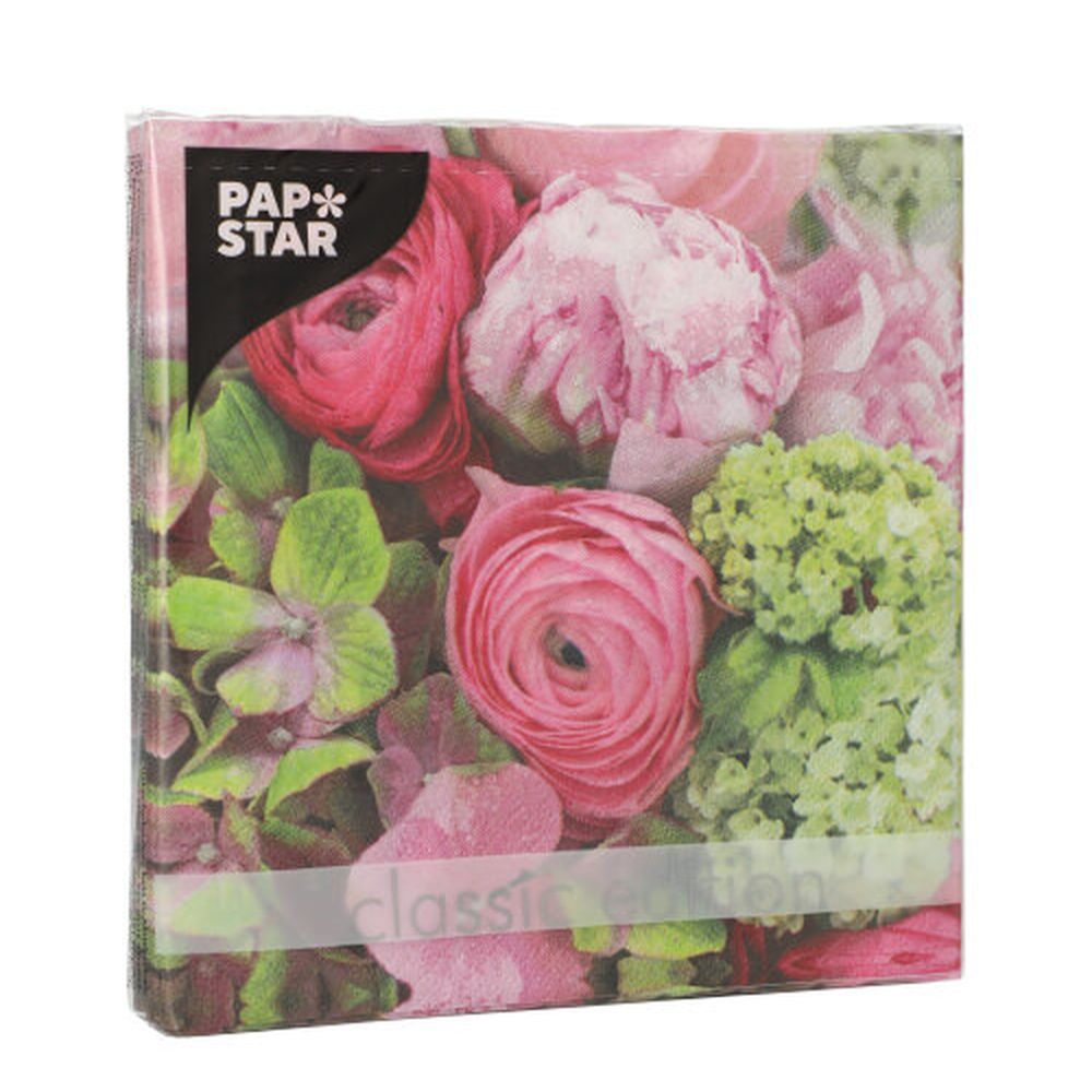 Papstar Servietten, 3-lagig 1/4-Falz 33 cm x 33 cm "Pink Dream"